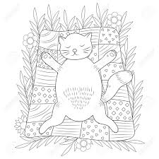 Maybe your cat has blue eyes? Cat Coloring Page Cute Kitten Coloring Animal Vector Illustration Royalty Free Cliparts Vectors And Stock Illustration Image 169979919