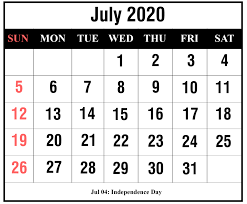 July 2020 Calendar With Holidays In 2020 Printable Calendar Template September Calendar Calendar Printables