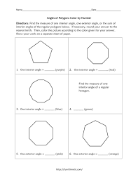 The exterior angles of a polygon always add up to 360 degrees. Angles Of Polygons Color By Number Funrithmetic