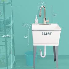 Check spelling or type a new query. Laundry Sink Utility Tub With High Arc Kitchen Faucet By Maya Pull Down Sprayer Spout Heavy Duty Sinks With Installation Kit For Washing Room Workshop Basement Garage Slop Sink 040 Js6503ss