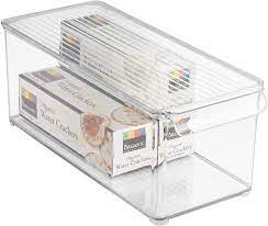 Idesign kitchen binz stackable box 5.5 x 13.3 x 3 in clear. Amazon Com Idesign Plastic Refrigerator And Freezer Storage Bin With Lid Bpa Free Organizer For Kitchen Garage Basement 6 X 6 X 14 5 Clear