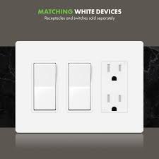 3 Gang Screwless Decorator Switch Outlet Wall Plate White Topgreener