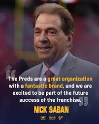 Franchise chairman and majority owner—as well as the former Tennessee  governor—Bill Haslam announced the deal Tuesday  https://www.wate.com/news/nick-saban-named-part-owner-of-nashville-predators/?utm_medium=social&utm_source=facebook_WATE_6_On_Your_Side