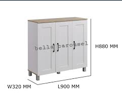 3 door shoe cabinet with plenty of storage space for better shoe arrangement , made of teak wood which makes it naturally water resistant and termite free and undoubtedly good for outdoor or patio. Free Post To West Malaysia Only Ready Stock 3 Door Shoe Cabinet Material Particle Board Colour Natural White Size L90xw32xh88cm Price For Each As Shown Sample Designs Home Furniture Others On Carousell