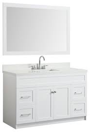 The style, constructed of solid hardwood, has two functional drawers and a porcelain sink and countertop with space for bathroom essentials. 55 Bath Vanity White With Quartz Vanity Top White With White Basin Mirror Transitional Bathroom Vanities And Sink Consoles By Dream Bathroom Vanities Houzz