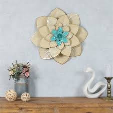Ridota 12 metal flower wall decor, metal hanging wall art sculpture, metal daisy wall decor for indoor outdoor home bedroom living room, silver 4.7 out of 5 stars 321 $13.99 $ 13. Luxen Home Gold And Teal Metal Flower Wall Decor Wha526