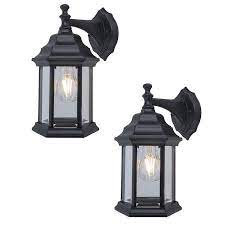 Project Source 2 Pack 11 81 In H Black Medium Base E 26 Outdoor Wall Light Lowes Com Outdoor Wall Lighting Outdoor Walls Wall Lights