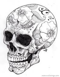 Currently, we advocate day of dead skull coloring page for you, this article is similar with free printable sleep over birthday party invitations. Day Of The Dead Realistic Skull Coloring Page Xcolorings Com