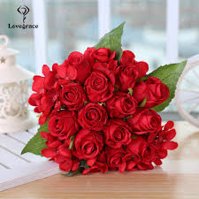 Perhaps you envision a more muted approach, combining blush with copper and burgundy like this.one of the most popular palettes to come out of the past 18 months is the pairing of marsala and. Lovegrace Wedding Bouquet Red Roses Floral Bridal Bouquets White Flowers Artificial Bridesmaids Marriage Home Decoration Flowers Wedding Bouquets Aliexpress