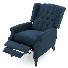 Noble House Walter Dark Blue Fabric Recliner 10791 The Home Depot White Dining Chairs Recliner Chair Best Recliner Chair