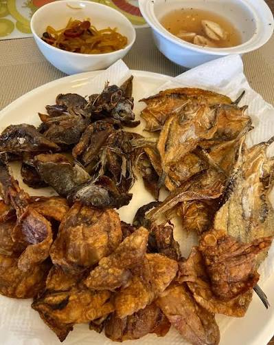 Daing, Tuyô, or Bilad (literally "sun-dried" or "sun-baked") refers to  dried fish or squid from the Philippines. . . . Fish prepared as daing are  usually split open (though they may be