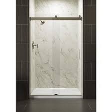 Kohler Levity 44 625 In To 47 625 In W Frameless Bypass Sliding Matte Nickel Shower Door At Low Shower Doors Frameless Sliding Shower Doors Sliding Shower Door