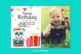 Free Vector Birthday Card Invitation For Baby