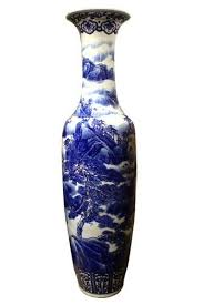 71 Oriental Temple Vase Hand Painted In Blue And White Landscape Oriental Vase Large Ceramic Vase Vase