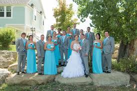 Malibu Blue Gray Coral Wedding The Malibu Blue Bridesmaids Dresses Looked Wonderful With Malibu Blue Bridesmaid Dresses Blue Bridesmaids Malibu Wedding Color