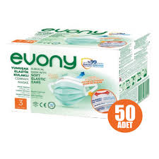 Evony Cerrahi Maske 3 Katli Yumusak Elastik Kulakli 50 Adet