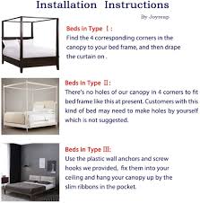 Decide how long you want your curtains to be at the bottom, then cut off 20 inches from one end. Buy Joyreap 4 Corners Post Canopy Bed Curtain For Girls Adults Royal Luxurious Cozy Drapes Cute Princess Bedroom Decoration Accessories White 59 W X 78 L Full Queen Online In Indonesia B07csp8v27