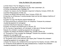 Edexcel Gcse Religious Studies B 2016 Exam Questions For Christianity And Islam Teaching Resources