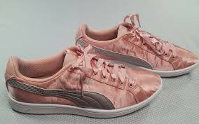 PUMA RARE Pink And Silver SatinSilk and Leather Sneakers WSilk Laces US 6  | eBay