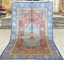 Yuchen Carpet Oriental Silk Rug 5x8 Blue Hand Knotted Silk Area Rug for  Living Room