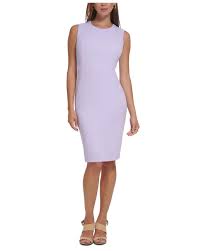 Calvin Klein Sleeveless Scuba Crepe Sheath Dress in Purple