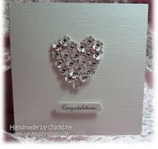 Score and fold a 15 x 21cm piece of white card in half to make a base with the fold at the top. Handmade By Christine For An Engagement Engagement Cards Wedding Cards Handmade Wedding Card Diy