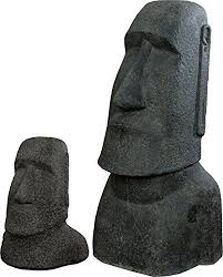 jeu de statues tetes de moais 100 cm 42 cm en pierre artificielle statue de l ile de paques pour maison et jardin moai figurine e isla de pascua moai islas