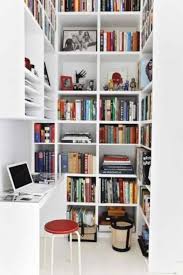 22 Space Saving Ideas For Small Home Office Storage Home Home Libraries Small Spaces