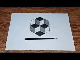 Penarikan garis dari sudut kubus tiga dimensi ke vantage point. Easy Way To Draw Optical Illusion Cube 3d For Beginners 3d Drawings Youtube Optical Illusions Easy 3d Drawing Illusion Drawings
