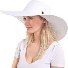 Women Straw Sun Beach Hat White Large Wide Brim Floppy Face Sunhat Foldable For Summer Uv Protection Gift For Girl At Amazon Beach Hat Sun Hats Wide Brimmed