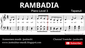 Notbalok Rambadia Piano Tutorial Tingkat 3 Piano Instrumen Rambadia Youtube Lagu Instrumental Piano