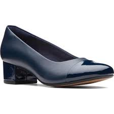 clarks womens chartli diva pump navy leather synthetic combination