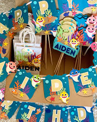 Happy Birthday Activities For Kids Party In A Box Etsy In 2020 Shark Themed Birthday Party Shark Themed Party Shark Theme Birthday