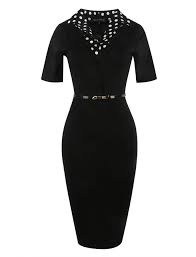 Black And White Polka Dot Bodycon Dress 1950s Vintage Style Bold In Black Polka Dot Wiggle Dress White Dresses For Women Backless Prom Dresses Dresses