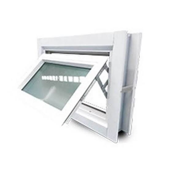 หน้าต่างบานกระทุ้ง+มุ้ง 60x40 ซม. กระจกฝ้า อลูมิเนียมขาว KP