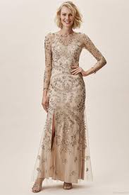 2019 Bhldn Mother Of The Bride Dresses Jewel Neck Lace Bead Sequins Long Sleeve Wedding Guest Dress Ankle Length Plus Size Evening Gowns Groom Mother