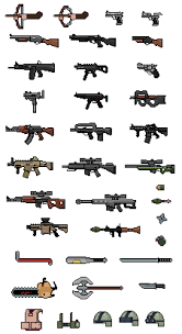 Rpg Maker Vx Ace All Resource Packs Ultimate Edition Some Of The Guns Appear In The Game Took References And Ideas From Mercenary Kings Fsgame Tumblr Com Cool Pixel Art Pixel Art Design Pixel Art Characters