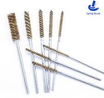 Copper Coated Wire Tube Brush, Brass Pipeline Brush for Cleaning,  Polishing, Deburring