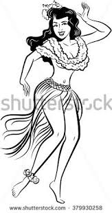 Black And White Hawaiian Shirt Clipart Retro Black And White Comic Art Hawaiian Hula Girl Dancing In A Grass Skirt Black And White Comics Hula Girl Retro Comic
