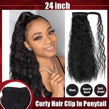 Amella hair 8a brazilian curly hair 3 bundles 20 22 24inch curly hair 100% unprocessed virgin human hair weaves natural black color $113.99 ($113.99/count) in stock. 24 Inch Women Girls Fashion Corn Wave Afro Curly Hair Clip In Ponytail Extension Hairpiece Buy From 21 On Joom E Commerce Platform