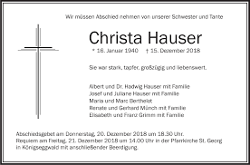 18 | 72336 balingen wir sind täglich durchgehend für sie da: Traueranzeigen Von Christa Hauser Schwaebische De Trauerportal