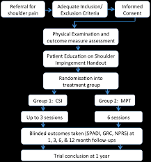 The posterior edge of the acromion is recognised, then the needle is inserted inferior to the posterolateral acromion and directed laterally into the … A Manual Physical Therapy Approach Versus Subacromial Corticosteroid Injection For Treatment Of Shoulder Impingement Syndrome A Protocol For A Randomised Clinical Trial Bmj Open