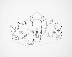 Simple Black And White Animal Prints Animal Wall Decor Animal Wall Art Rhino Art Print Minimal Etsy In 2020 Animal Line Drawings Rhino Art Outline Art