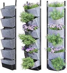 How to make a vertical garden at home. Amazon Com Newkits Vertical Wall Garden Planter With 6 Pockets Best Plant Growth Design Large Space Waterproof Breathable Use For Hanging Herb Garden Courtyard Office Home Decoration Grey Kitchen Dining