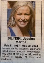 Sad to announce the passing of Jessica Bilinski, a former student of mine  at Burnsview. Jessica was a wonderful person, always smiling. She was in  the Grade 10 class of 2002-2003. I