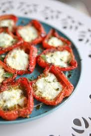 Roasted Red Peppers With Pesto And Goat Cheese Recipe Food Stuffed Peppers Veggie Dishes