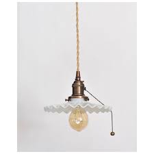 Plug In Pendant 7 3 4 Petticoat Milk Glass Shade Pull Etsy