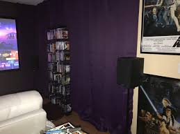 This home theater features a stylish black and gold color combination on both ceiling and walls. The Best Wall Color For Home Theater Av Gadgets