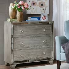 Madison Park Garner 3 Drawer Mirrored Chest In Reclaimed Grey Bed Bath Beyond
