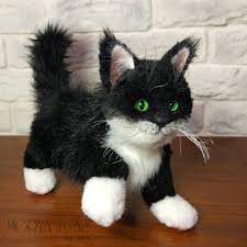 Stuffed Black And White Cat Realistic Stuffed Cat Cat Stuffed Animal Cat Soft Toy Cute Birthday Presents Furred Toys Cubby Furred Friends Realistic Stuffed Cat Cat Soft Toy Realistic Stuffed Animals